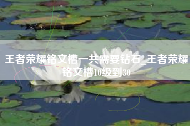 王者荣耀铭文槽一共需要钻石_王者荣耀铭文槽10级到30