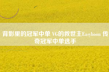 背影里的冠军中单 VG的救世主Easyhoon 传奇冠军中单选手