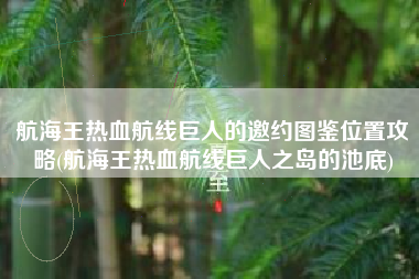 航海王热血航线巨人的邀约图鉴位置攻略(航海王热血航线巨人之岛的池底)