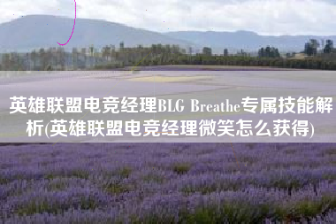 英雄联盟电竞经理BLG Breathe专属技能解析(英雄联盟电竞经理微笑怎么获得)