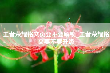 王者荣耀铭文页要不要解锁_王者荣耀铭文要不要升级