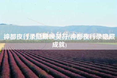 神都夜行录隐藏唤灵符(神都夜行录隐藏成就)