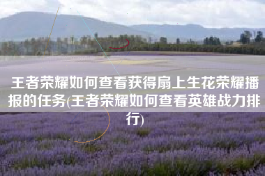 王者荣耀如何查看获得扇上生花荣耀播报的任务(王者荣耀如何查看英雄战力排行)