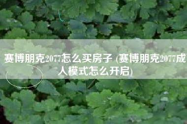 赛博朋克2077怎么买房子 (赛博朋克2077成人模式怎么开启)