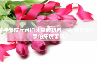 神都夜行录伯牙突破材料一览(神都夜行录伯牙厉害吗)