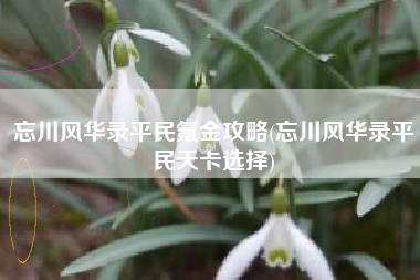 忘川风华录平民氪金攻略(忘川风华录平民天卡选择)