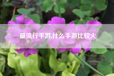 最流行手游,什么手游比较火