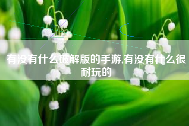 有没有什么破解版的手游,有没有什么很耐玩的