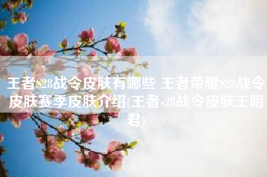 王者S28战令皮肤有哪些 王者荣耀S28战令皮肤赛季皮肤介绍(王者s28战令皮肤王昭君)