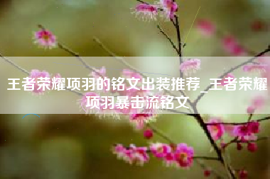 王者荣耀项羽的铭文出装推荐_王者荣耀项羽暴击流铭文