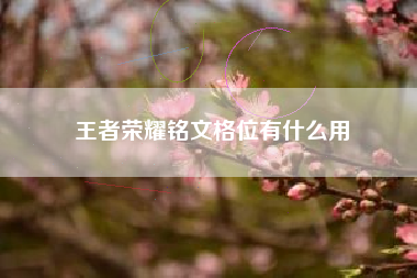 王者荣耀铭文格位有什么用
