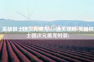 英雄棋士团次元黑龙boss通关攻略(英雄棋士团次元黑龙时装)