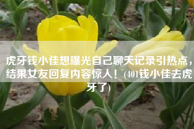 虎牙钱小佳想曝光自己聊天记录引热点，结果女友回复内容惊人！(401钱小佳去虎牙了)