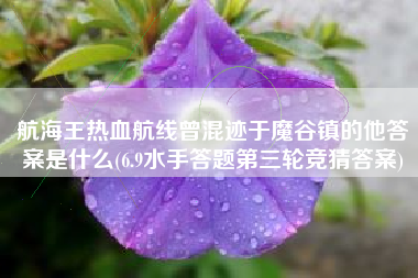 航海王热血航线曾混迹于魔谷镇的他答案是什么(6.9水手答题第三轮竞猜答案)