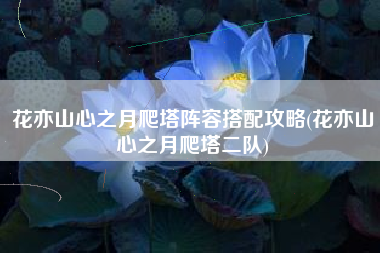 花亦山心之月爬塔阵容搭配攻略(花亦山心之月爬塔二队)