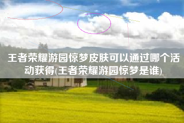 王者荣耀游园惊梦皮肤可以通过哪个活动获得(王者荣耀游园惊梦是谁)