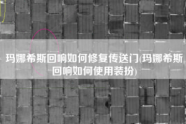 玛娜希斯回响如何修复传送门(玛娜希斯回响如何使用装扮)