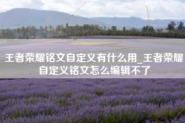 王者荣耀铭文自定义有什么用_王者荣耀自定义铭文怎么编辑不了