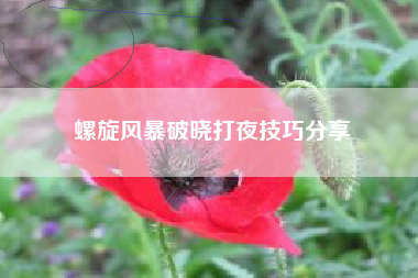 螺旋风暴破晓打夜技巧分享