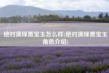 绝对演绎贾宝玉怎么样(绝对演绎贾宝玉角色介绍)