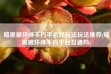 暗黑破坏神不朽平名民玩法玩法推荐(暗黑破坏神不朽平台互通吗)