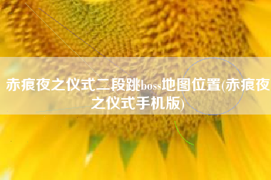 赤痕夜之仪式二段跳boss地图位置(赤痕夜之仪式手机版)