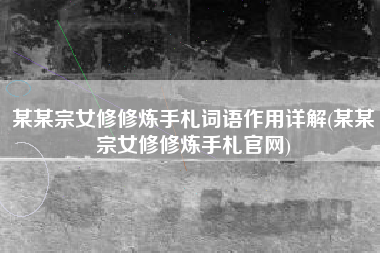 某某宗女修修炼手札词语作用详解(某某宗女修修炼手札官网)