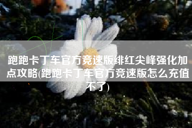 跑跑卡丁车官方竞速版绯红尖峰强化加点攻略(跑跑卡丁车官方竞速版怎么充值不了)