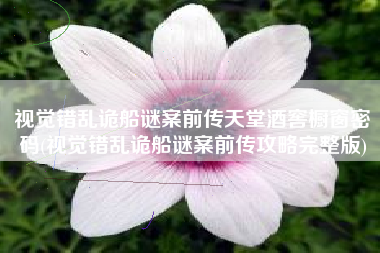视觉错乱诡船谜案前传天堂酒窖橱窗密码(视觉错乱诡船谜案前传攻略完整版)