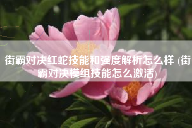 街霸对决红蛇技能和强度解析怎么样 (街霸对决模组技能怎么激活)