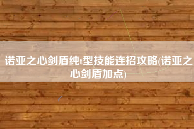 诺亚之心剑盾纯t型技能连招攻略(诺亚之心剑盾加点)