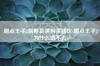 甜点王子2前期装潢购买建议(甜点王子2为什么进不去)