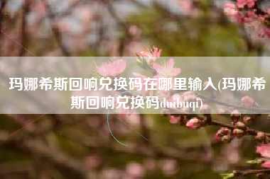 玛娜希斯回响兑换码在哪里输入(玛娜希斯回响兑换码duibuqi)