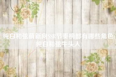 纯白和弦萌新向SSR节奏榜都有哪些角色(纯白和弦牛头人)