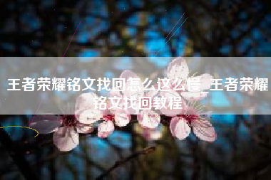 王者荣耀铭文找回怎么这么慢_王者荣耀铭文找回教程