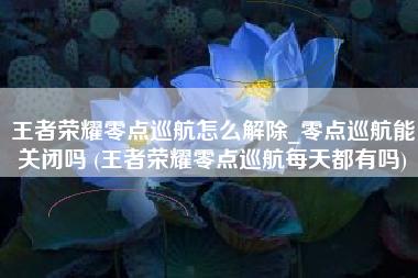 王者荣耀零点巡航怎么解除_零点巡航能关闭吗 (王者荣耀零点巡航每天都有吗)