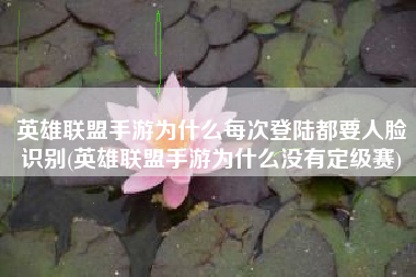 英雄联盟手游为什么每次登陆都要人脸识别(英雄联盟手游为什么没有定级赛)