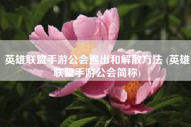 英雄联盟手游公会退出和解散方法 (英雄联盟手游公会简称)