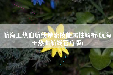 航海王热血航线希流技能属性解析(航海王热血航线官方版)