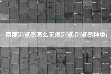 百度浏览器怎么无痕浏览(浏览器种类)