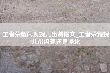 王者荣耀闪现婉儿出装铭文_王者荣耀婉儿带闪现还是净化