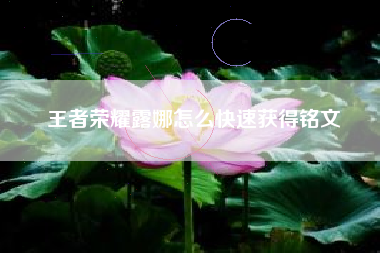 王者荣耀露娜怎么快速获得铭文