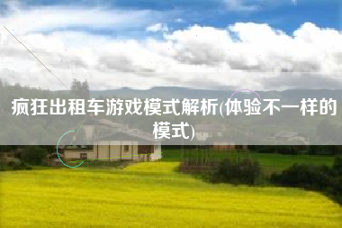 疯狂出租车游戏模式解析(体验不一样的模式)