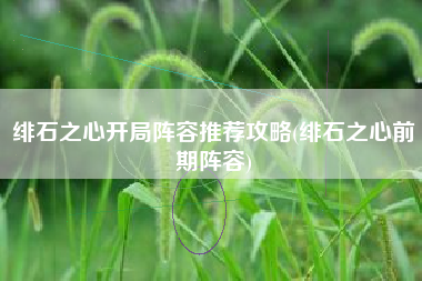 绯石之心开局阵容推荐攻略(绯石之心前期阵容)