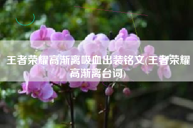 王者荣耀高渐离吸血出装铭文(王者荣耀高渐离台词)
