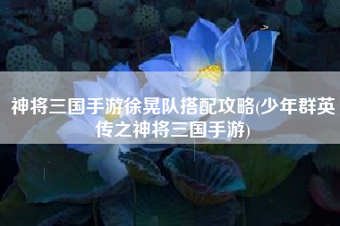 神将三国手游徐晃队搭配攻略(少年群英传之神将三国手游)