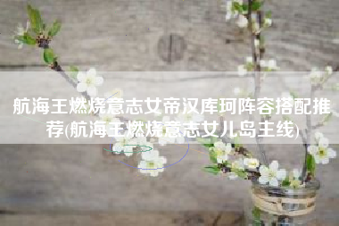 航海王燃烧意志女帝汉库珂阵容搭配推荐(航海王燃烧意志女儿岛主线)