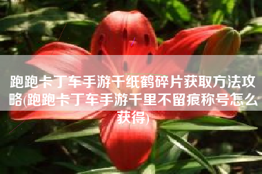 跑跑卡丁车手游千纸鹤碎片获取方法攻略(跑跑卡丁车手游千里不留痕称号怎么获得)
