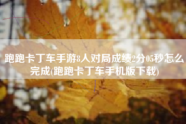 跑跑卡丁车手游8人对局成绩2分05秒怎么完成(跑跑卡丁车手机版下载)