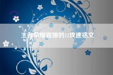 王者荣耀露娜的12攻速铭文